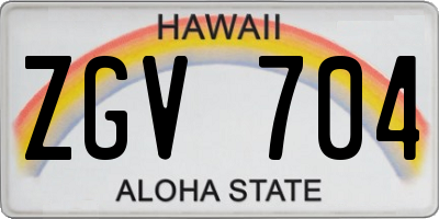 HI license plate ZGV704