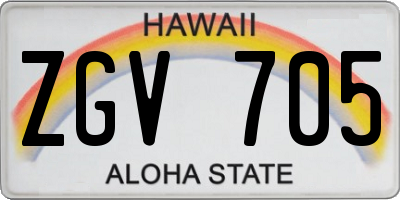 HI license plate ZGV705