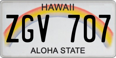 HI license plate ZGV707