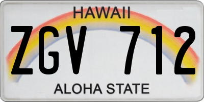 HI license plate ZGV712