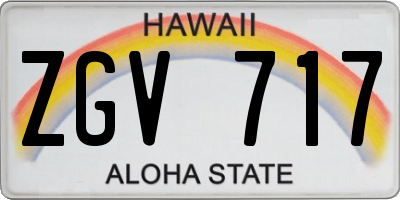 HI license plate ZGV717