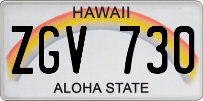 HI license plate ZGV730
