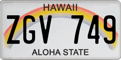 HI license plate ZGV749