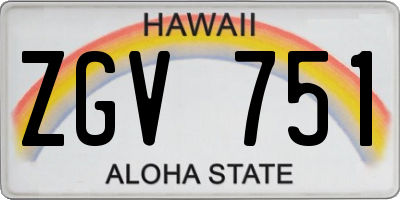 HI license plate ZGV751