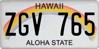 HI license plate ZGV765