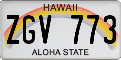 HI license plate ZGV773