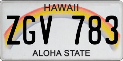 HI license plate ZGV783