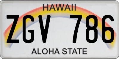 HI license plate ZGV786