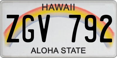 HI license plate ZGV792