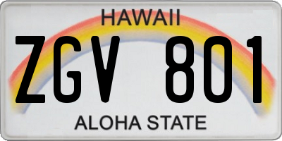 HI license plate ZGV801
