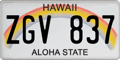 HI license plate ZGV837