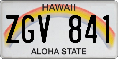 HI license plate ZGV841