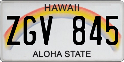 HI license plate ZGV845