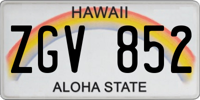 HI license plate ZGV852
