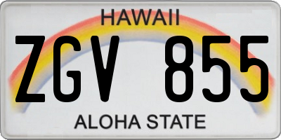 HI license plate ZGV855