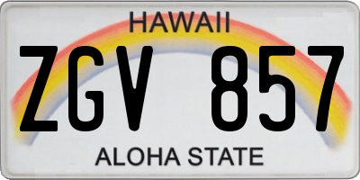 HI license plate ZGV857
