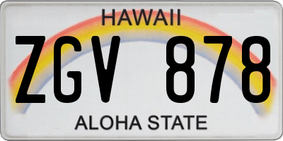 HI license plate ZGV878