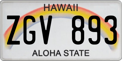 HI license plate ZGV893