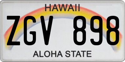 HI license plate ZGV898