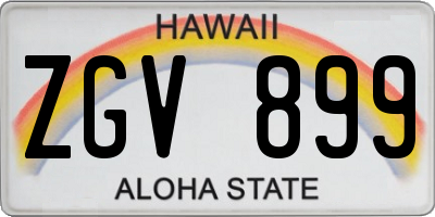 HI license plate ZGV899