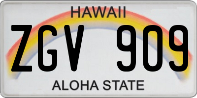 HI license plate ZGV909