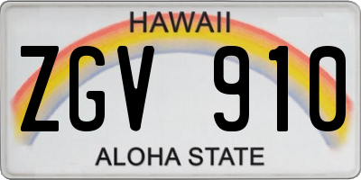 HI license plate ZGV910