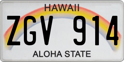 HI license plate ZGV914