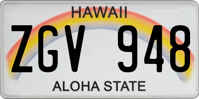 HI license plate ZGV948