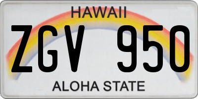HI license plate ZGV950