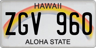 HI license plate ZGV960