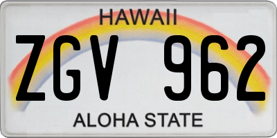 HI license plate ZGV962