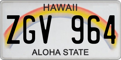 HI license plate ZGV964