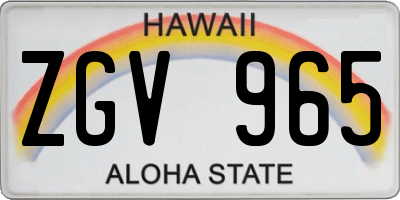 HI license plate ZGV965
