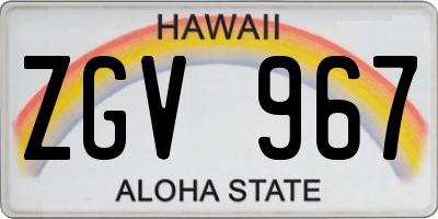 HI license plate ZGV967