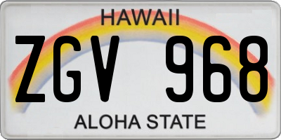 HI license plate ZGV968