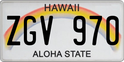 HI license plate ZGV970