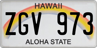 HI license plate ZGV973