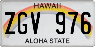 HI license plate ZGV976