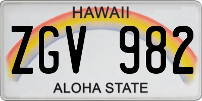 HI license plate ZGV982