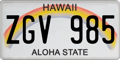 HI license plate ZGV985