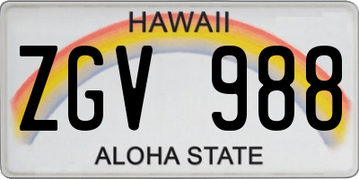HI license plate ZGV988