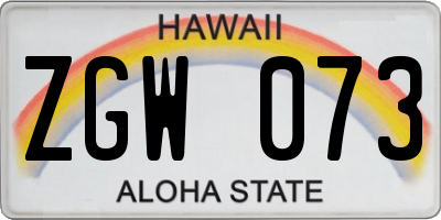 HI license plate ZGW073