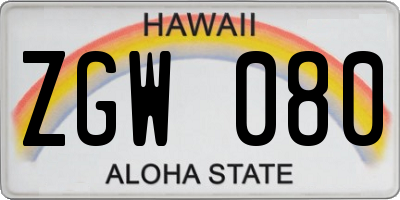 HI license plate ZGW080