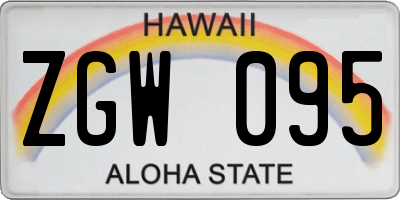 HI license plate ZGW095