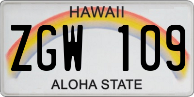 HI license plate ZGW109