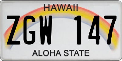 HI license plate ZGW147