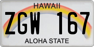HI license plate ZGW167