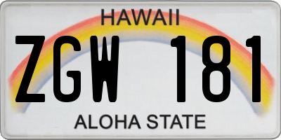 HI license plate ZGW181