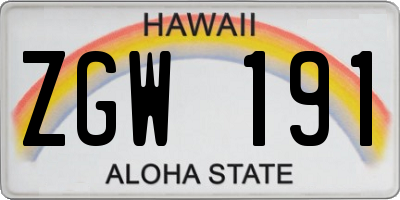 HI license plate ZGW191