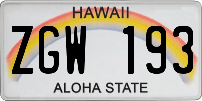 HI license plate ZGW193